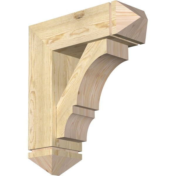 Ekena Millwork Balboa Arts and Crafts Rough Sawn Bracket w/ Offset Brace, Douglas Fir, 8"W x 24"D x 28"H BKT0806X24X28BOA03RDF - main